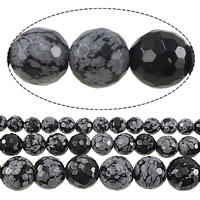 Snowflake Obsidian Bead, Round & faceted Approx 15 Inch 