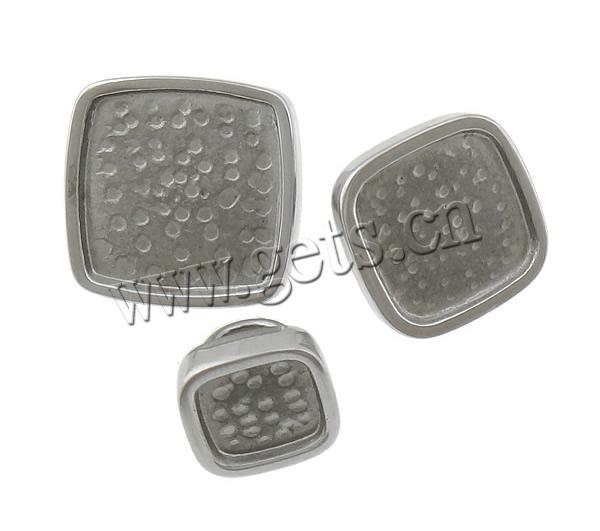 304 Stainless Steel Button Findings, Square, different size for choice & hammered, original color, Sold By PC