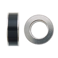 Stainless Steel Large Hole Beads, 304 Stainless Steel, Donut, enamel, black Approx 6.9mm 