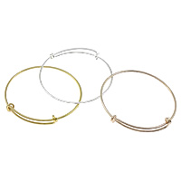Adjustable Wire Bangle, Brass, plated 2mm Inch 