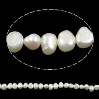 Barock kultivierten Süßwassersee Perlen, Natürliche kultivierte Süßwasserperlen, natürlich, weiß, Klasse AA, 5-6mm, Bohrung:ca. 0.8mm, Länge:14.5 ZollInch, verkauft von Strang