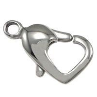 Stainless Steel Lobster Claw Clasp, Heart, original color Approx 1.5mm 
