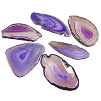 Natürliche Eis Quarz Achat Perlen, Eisquarz Achat, Klumpen, violett, 25-56x65-88x5mm, Bohrung:ca. 2mm, verkauft von PC