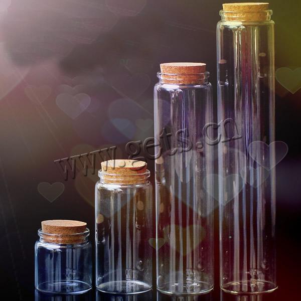 Glass Bead Container, with wood stopper, Column, transparent & different size for choice, Sold By PC