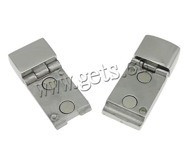 Rectangle Stainless Steel Magnetic Clasp, plated, with rhinestone, more colors for choice, 45x15x10mm, Sold By PC