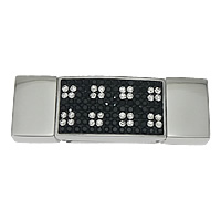 Rechteck Edelstahl Magnetverschluss, plattiert, mit Strass, keine, 45x15x8mm, Bohrung:ca. 13x6mm, verkauft von PC