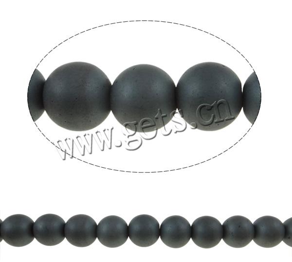 Nicht magnetische Hämatit Perlen, Non- magnetische Hämatit, rund, verschiedene Größen vorhanden & Kundenindividuell, schwarz, Bohrung:ca. 1.5mm, Länge:ca. 15.7 ZollInch, verkauft von Strang