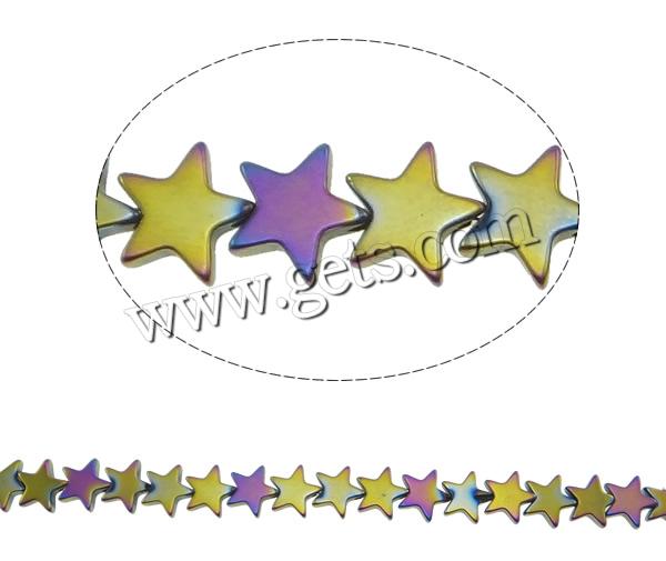 Las Perlas De Hematites Sin Magnético, Hematita no magnética, Estrella, chapado en colorido, diverso tamaño para la opción & Modificado para requisitos particulares, más colores para la opción, agujero:aproximado 0.5-1mm, longitud:aproximado 15.7 Inch, Vendido por Sarta