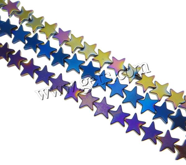 Las Perlas De Hematites Sin Magnético, Hematita no magnética, Estrella, chapado en colorido, diverso tamaño para la opción & Modificado para requisitos particulares, más colores para la opción, agujero:aproximado 0.5-1mm, longitud:aproximado 15.7 Inch, Vendido por Sarta