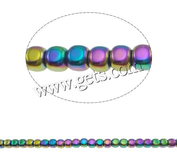 Perles hématite non-magnétique, hématite non magnétique, cube, Placage coloré, normes différentes pour le choix & Personnalisé, plus de couleurs à choisir, Trou:Environ 0.5-1mm, Longueur:Environ 15.7 pouce, Vendu par brin