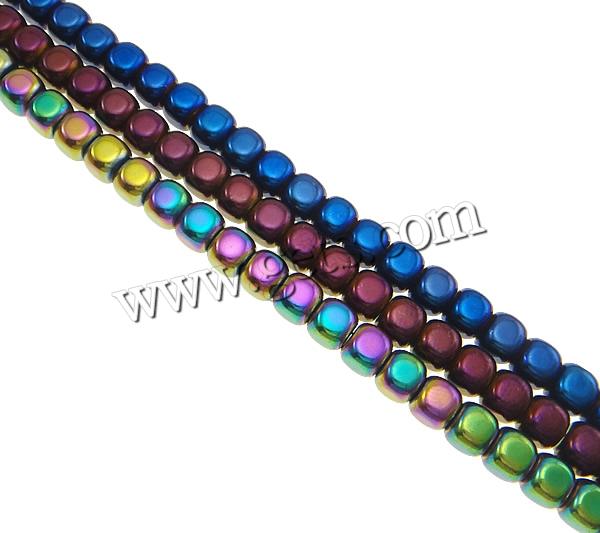 Perles hématite non-magnétique, hématite non magnétique, cube, Placage coloré, normes différentes pour le choix & Personnalisé, plus de couleurs à choisir, Trou:Environ 0.5-1mm, Longueur:Environ 15.7 pouce, Vendu par brin