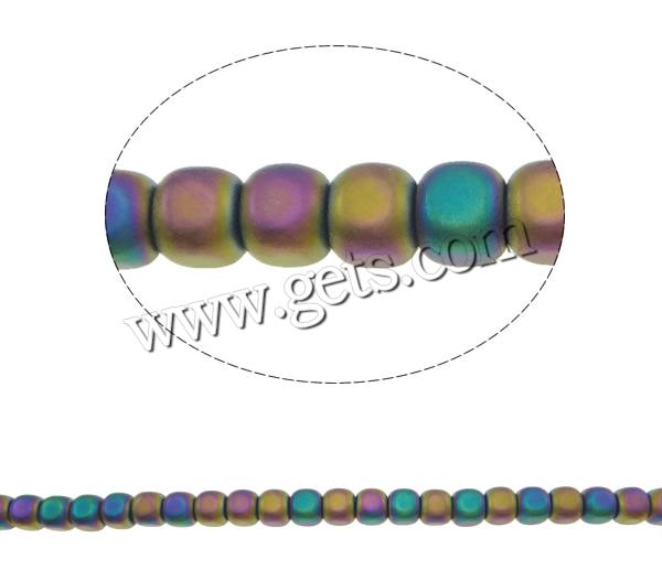 Non Magnetic Hematite Beads, Cube, colorful plated, different size for choice & Customized & frosted, more colors for choice, Hole:Approx 0.5-1mm, Length:Approx 15.7 Inch, Sold By Strand