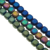 Non Magnetic Hematite Beads, Cube, colorful plated & Customized & frosted Approx 0.5-1mm Approx 15.7 Inch 