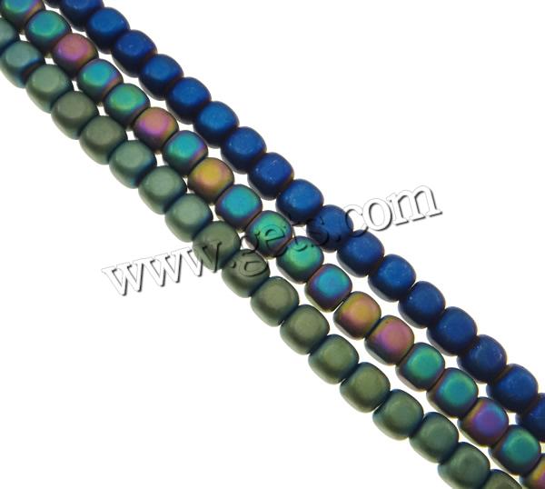 Non Magnetic Hematite Beads, Cube, colorful plated, different size for choice & Customized & frosted, more colors for choice, Hole:Approx 0.5-1mm, Length:Approx 15.7 Inch, Sold By Strand