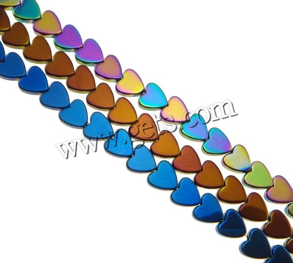 Не магнитные бусы из гематита, Немагнитный гематит, Сердце, разноцветная плакировка, разный размер для выбора & Индивидуальные, Много цветов для выбора, отверстие:Приблизительно 0.5-1mm, длина:Приблизительно 15.7 дюймовый, продается Strand