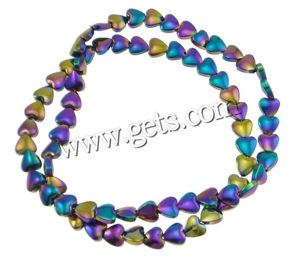 Non Magnetic Hematite Beads, Heart, colorful plated, different size for choice & Customized, more colors for choice, Hole:Approx 0.5-1mm, Length:Approx 15.7 Inch, Sold By Strand