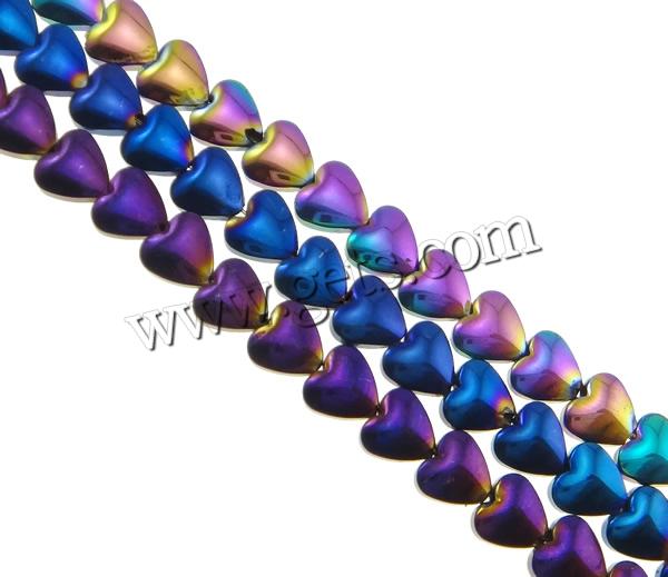 Non Magnetic Hematite Beads, Heart, colorful plated, different size for choice & Customized, more colors for choice, Hole:Approx 0.5-1mm, Length:Approx 15.7 Inch, Sold By Strand