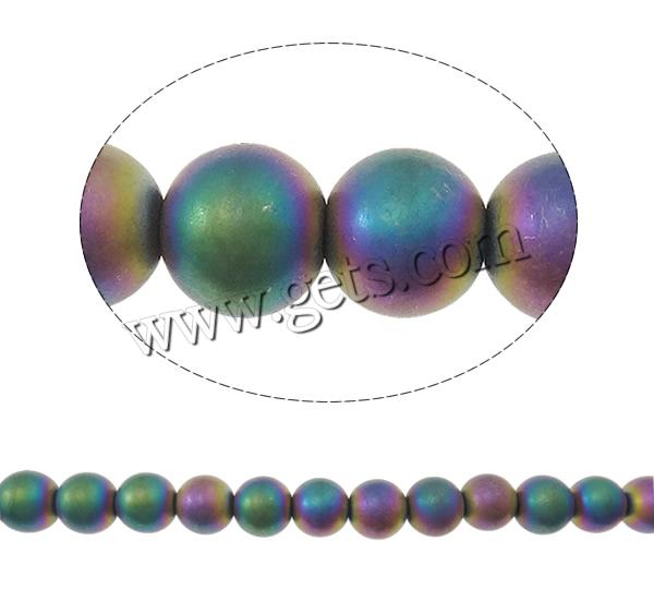 Nicht magnetische Hämatit Perlen, Non- magnetische Hämatit, rund, bunte Farbe plattiert, verschiedene Größen vorhanden & Kundenindividuell & satiniert, keine, Bohrung:ca. 0.5-1mm, Länge:ca. 15.7 ZollInch, verkauft von Strang