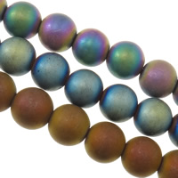 Perles hématite non-magnétique, hématite non magnétique, Rond, Placage coloré, normes différentes pour le choix & Personnalisé & givré, plus de couleurs à choisir Environ 0.5-1mm Environ 15.7 pouce, Vendu par brin