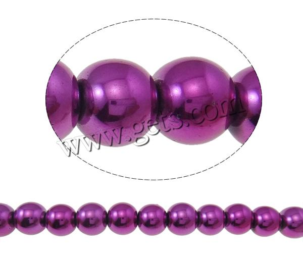 Non Magnetic Hematite Beads, Round, plated, different size for choice & Customized, fuchsia, Hole:Approx 1.5mm, Length:Approx 15.7 Inch, Sold By Strand