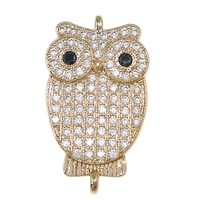 Cubic Zirconia Micro Pave Brass Connector, Owl, plated, micro pave cubic zirconia & 1/1 loop Approx 1.2mm 