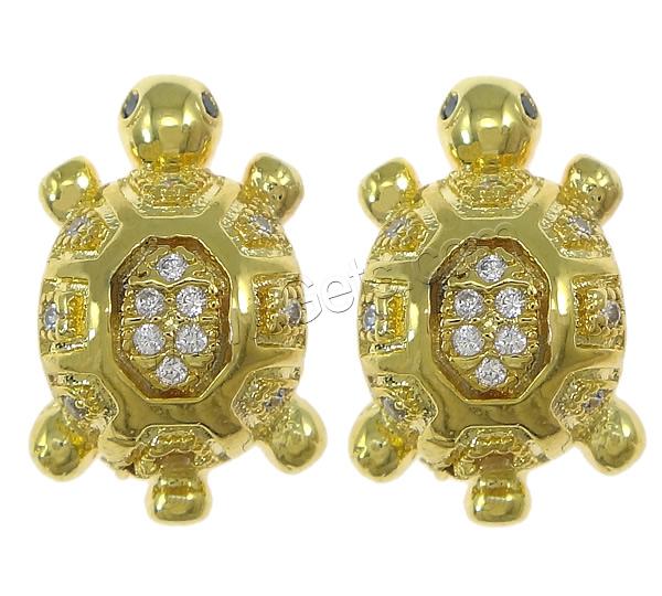 Cubic Zirconia Micro Pave Brass European Bead, Turtle, plated, micro pave cubic zirconia & without troll & hollow, more colors for choice, 10.5x16x7.5mm, Hole:Approx 4.5mm, Sold By PC
