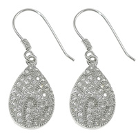 Cubic Zirconia Micro Pave Sterling Silver Earring, 925 Sterling Silver, Teardrop, plated, micro pave 100 pcs cubic zirconia 29mm 