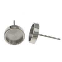 Гвоздик для сережки из нержавеющей стали, нержавеющая сталь, Плоская круглая форма, оригинальный цвет, 10mm, 0.8mm, внутренний диаметр:Приблизительно 8mm, продается Пара