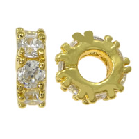 Cubic Zirconia Micro Pave Brass Beads, Donut, plated, micro pave cubic zirconia & large hole Approx 4mm 