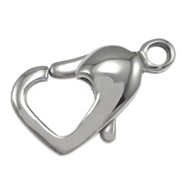 Stainless Steel Lobster Claw Clasp, Heart, original color Approx 2mm 
