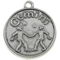 Zinc Alloy Constellation Pendant, Gemini, plated, with constellation symbols Approx 1.5mm, Approx 