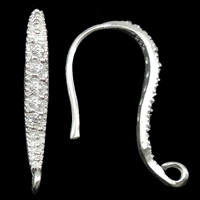 Sterling Silver Hook Earwire, 925 Sterling Silver, plated, with cubic zirconia Approx 1.5mm 