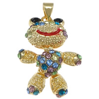 Zinc Alloy Animal Pendants, Frog, gold color plated, enamel & with rhinestone, nickel, lead & cadmium free Approx 4mm 