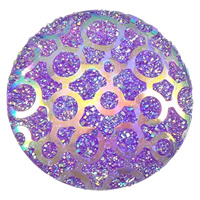 Glitter Resin Cabochon, Flat Round, colorful plated & flat back 