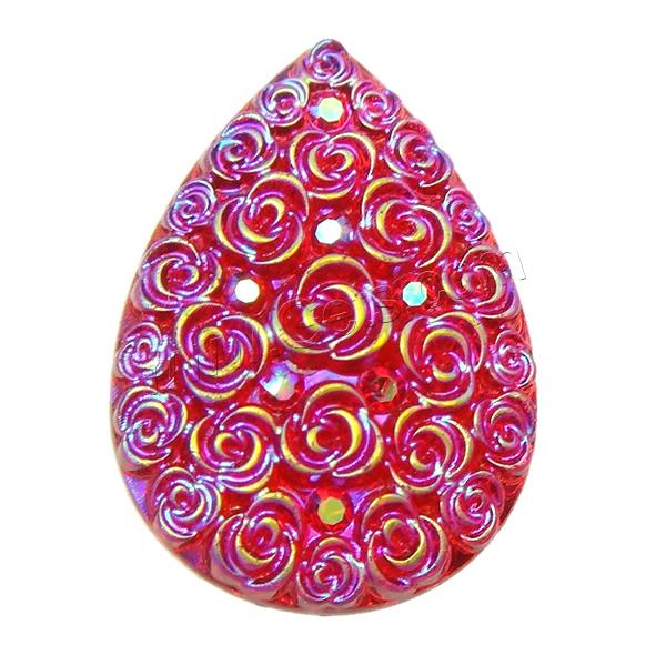 Блестящий Кабошон из смолы, канифоль, Каплевидная форма, разноцветная плакировка, разный размер для выбора & с цветочным узором & плоской задней панелью & со смоляными бриллиант, Много цветов для выбора, продается сумка