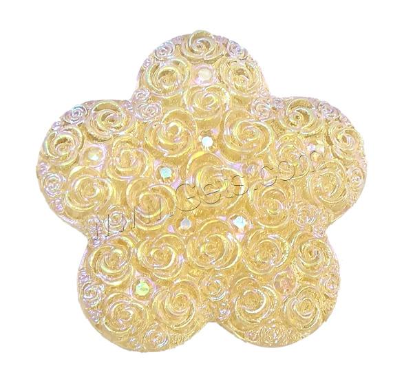 Glitter Resin Cabochon, Flower, colorful plated, different size for choice & with flower pattern & flat back & with resin rhinestone, more colors for choice, Sold By Bag