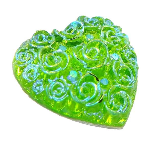 Glitter Resin Cabochon, Heart, colorful plated, different size for choice & with flower pattern & flat back & with resin rhinestone, more colors for choice, Sold By Bag