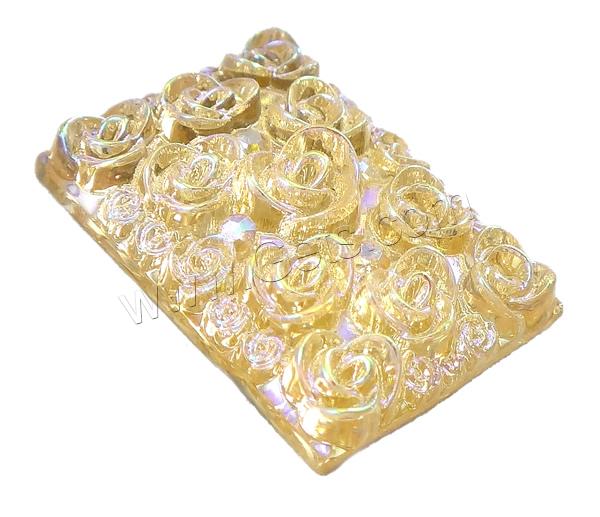 Glitter Resin Cabochon, Rectangle, colorful plated, different size for choice & with flower pattern & flat back & with resin rhinestone, more colors for choice, Sold By Bag
