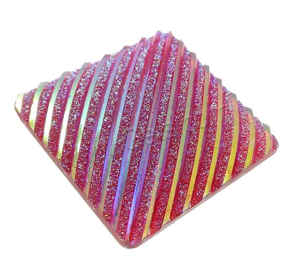 Glitter Kunstharz Cabochon, Harz, Quadrat, verschiedene Größen vorhanden & flache Rückseite & Streifen, keine, verkauft von Tasche