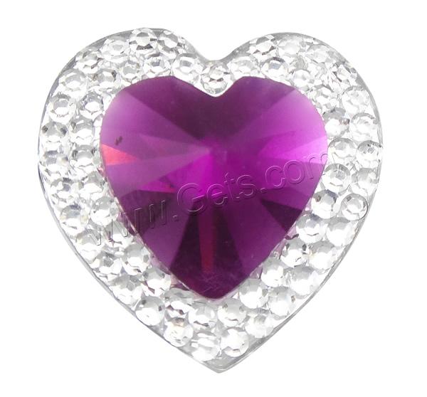 Resin Rhinestone Cabochon, Heart, different size for choice & flat back & faceted & two tone, more colors for choice, Sold By Bag