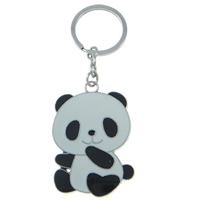 Enamel Zinc Alloy Key Chain, Panda, platinum color plated, nickel, lead & cadmium free Approx 26mm Approx 4 Inch 