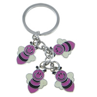 Enamel Zinc Alloy Key Chain, Bee, platinum color plated, nickel, lead & cadmium free Approx 26mm Approx 4 Inch 