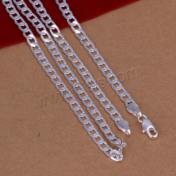 Латунь цепи ожерелье, плакированный настоящим серебром, Снаряженная цепь & больше размеров для выбора, не содержит никель, свинец, 4mm, продается Strand