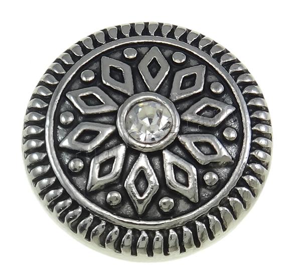 Bouton de morceau, alliage de zinc, Plat rond, Placage, Personnalisé & avec strass, plus de couleurs à choisir, protéger l'environnement, sans nickel, plomb et cadmium, 20x7mm, Vendu par PC