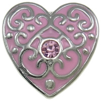 Jewelry Snap Button, Zinc Alloy, Heart, plated, Customized & enamel & with rhinestone nickel, lead & cadmium free 