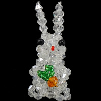 Cluster Crystal Pendants, with Glass Seed Beads & Zinc Alloy, Rabbit, platinum color plated, kumihimo & handmade & faceted Approx 6mm 