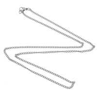 нержавеющая сталь Ожерелье цепь, твист овал, оригинальный цвет длина:Приблизительно 19.5 дюймовый, продается Strand