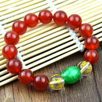 Om Mani Padme Hum Bracelet, Red Agate, with Glass Gemstone & Resin, natural, Buddhist jewelry & gold powder, 12mm Approx 7.5 Inch 