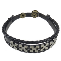 Cowhide Bracelets, with Zinc Alloy, antique brass color plated nickel, lead & cadmium free, 10mm,4mm Approx 8.5 Inch 