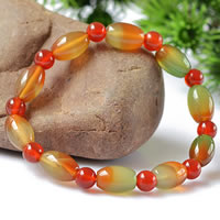 Malachite Agate Bracelet, with Red Agate, natural, 8mm Approx 7.5 
